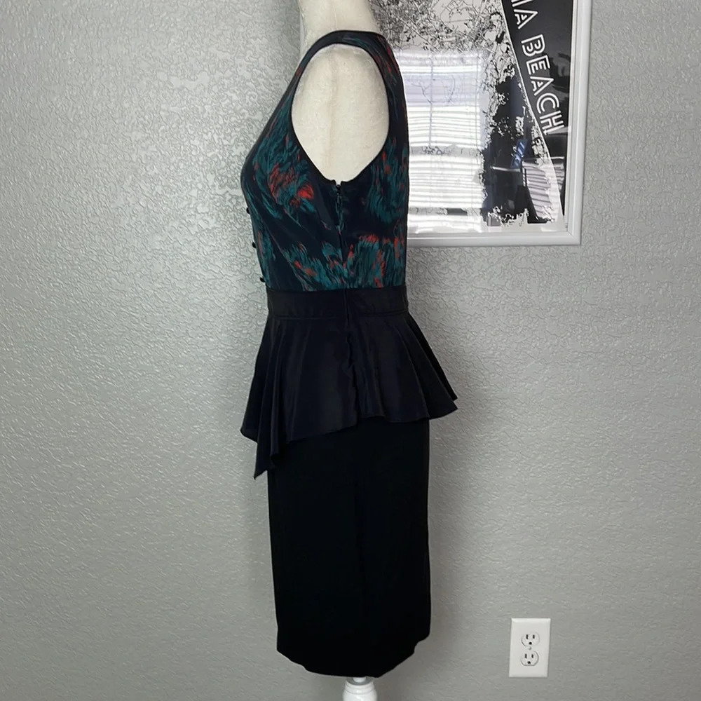 Marchesa Voyage Feather Silk Dress Peplum Skirt Sz 4 - Picture 8 of 12